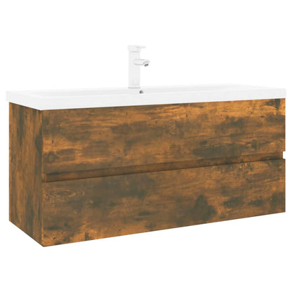 Mobile Bagno con Lavabo Integrato Rovere Fumo Legno Multistrato | homemem39