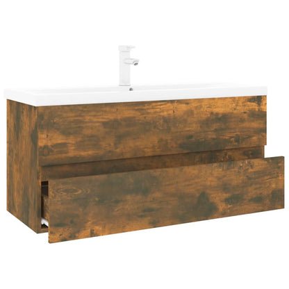 Mobile Bagno con Lavabo Integrato Rovere Fumo Legno Multistrato | homemem39