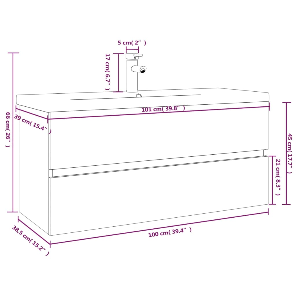 Mobile Bagno con Lavabo Integrato Rovere Fumo Legno Multistrato | homemem39