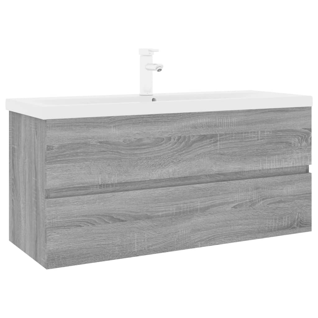 Mobile Bagno e Lavabo Integrato Grigio Sonoma Legno Multistrato | homemem39