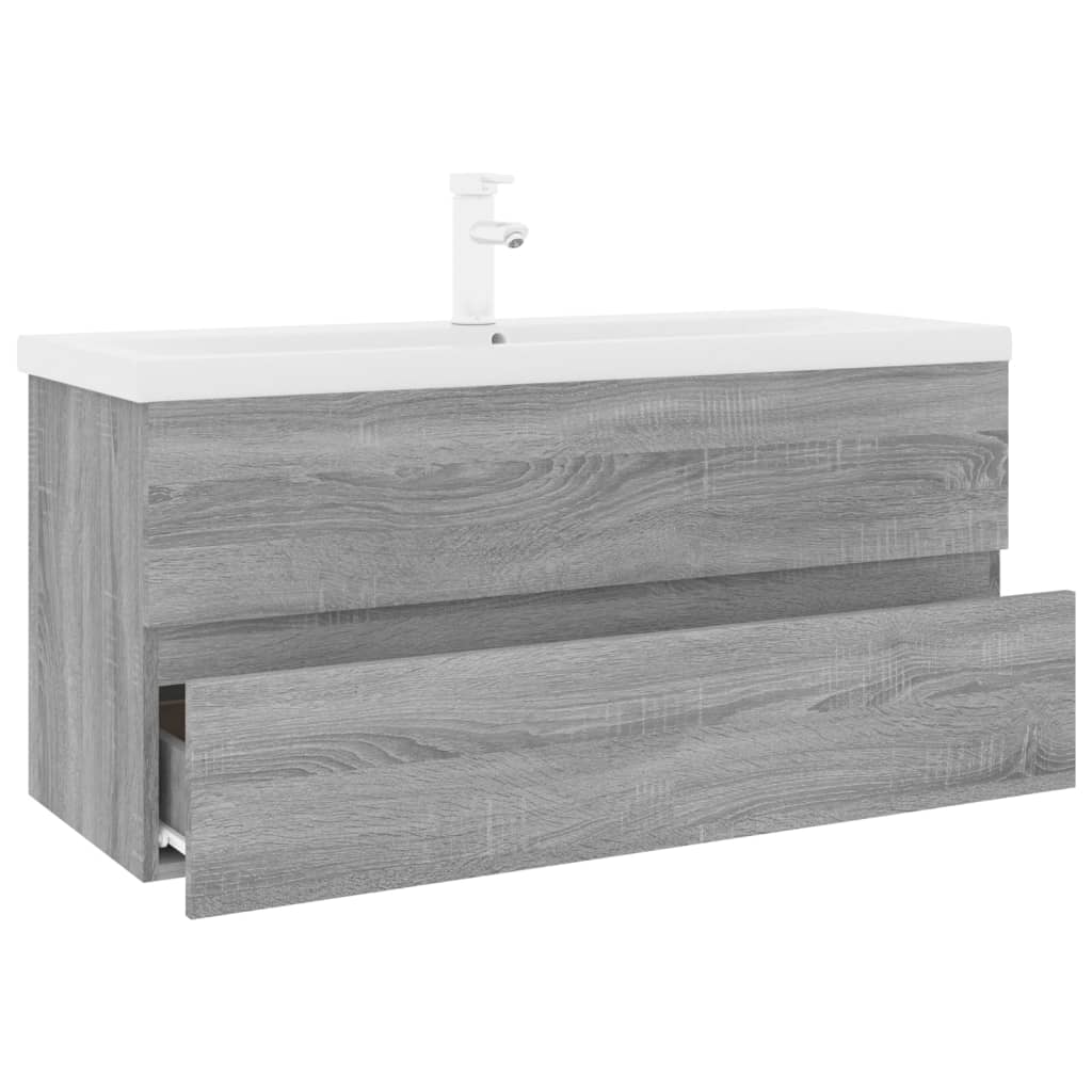 Mobile Bagno e Lavabo Integrato Grigio Sonoma Legno Multistrato | homemem39