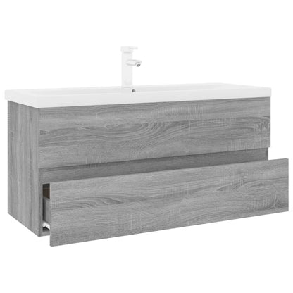 Mobile Bagno e Lavabo Integrato Grigio Sonoma Legno Multistrato | homemem39