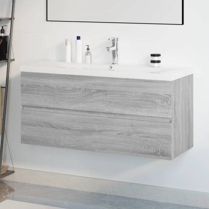 Mobile Bagno e Lavabo Integrato Grigio Sonoma Legno Multistrato | homemem39