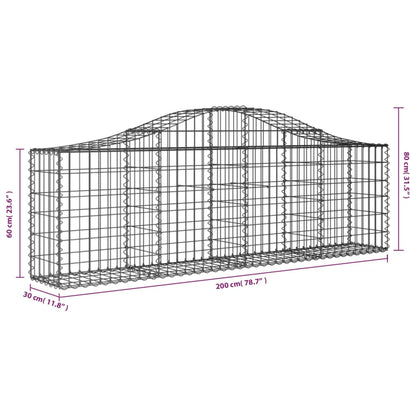 Cesto Gabbione ad Arco 200x30x60/80 cm Ferro Zincato