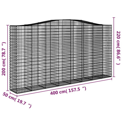 Cesto Gabbione ad Arco 400x50x200/220 cm Ferro Zincato - homemem39
