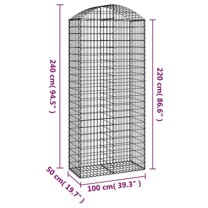 Cesto Gabbione ad Arco 100x50x220/240 cm Ferro Zincato - homemem39