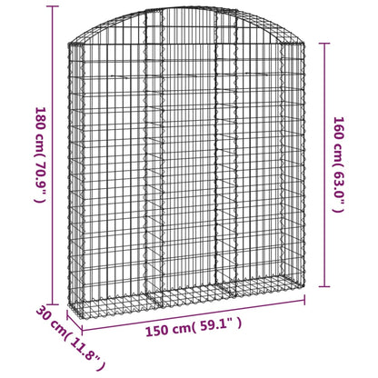 Cesto Gabbione ad Arco 150x30x160/180 cm Ferro Zincato | homemem39