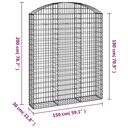 Cesto Gabbione ad Arco 150x30x180/200 cm Ferro Zincato | homemem39