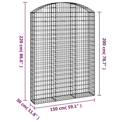 Cesto Gabbione ad Arco 150x30x200/220 cm Ferro Zincato - homemem39