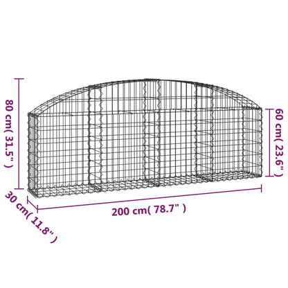 Cesto Gabbione ad Arco 200x30x60/80 cm Ferro Zincato | homemem39