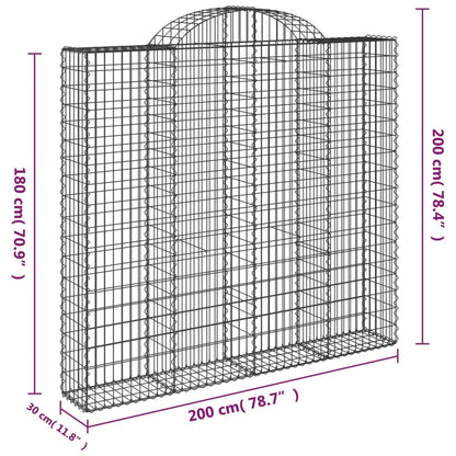 Cesto Gabbione ad Arco 200x30x180/200 cm Ferro Zincato | homemem39