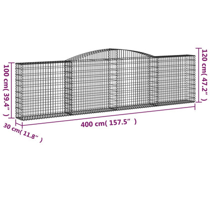 Cesto Gabbione ad Arco 400x30x100/120 cm Ferro Zincato - homemem39