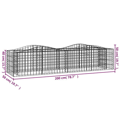 Gabbione ad Arco con Letto Rialzato 200x50x50 cm Ferro Zincato | homemem39