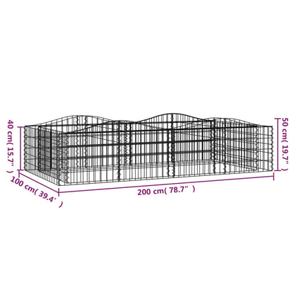 Gabbione ad Arco con Letto Rialzato 200x100x50 cm Ferro Zincato | homemem39
