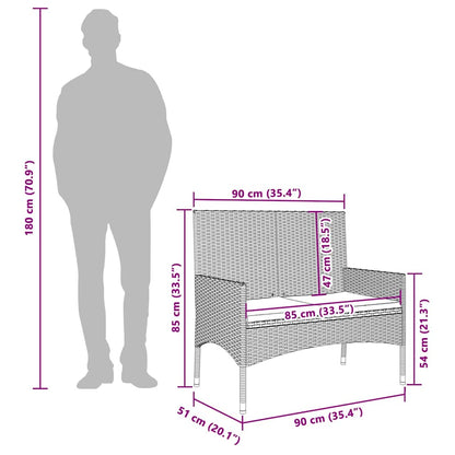 Panca da Giardino a 2 Posti con Cuscini in Polyrattan Nero - homemem39