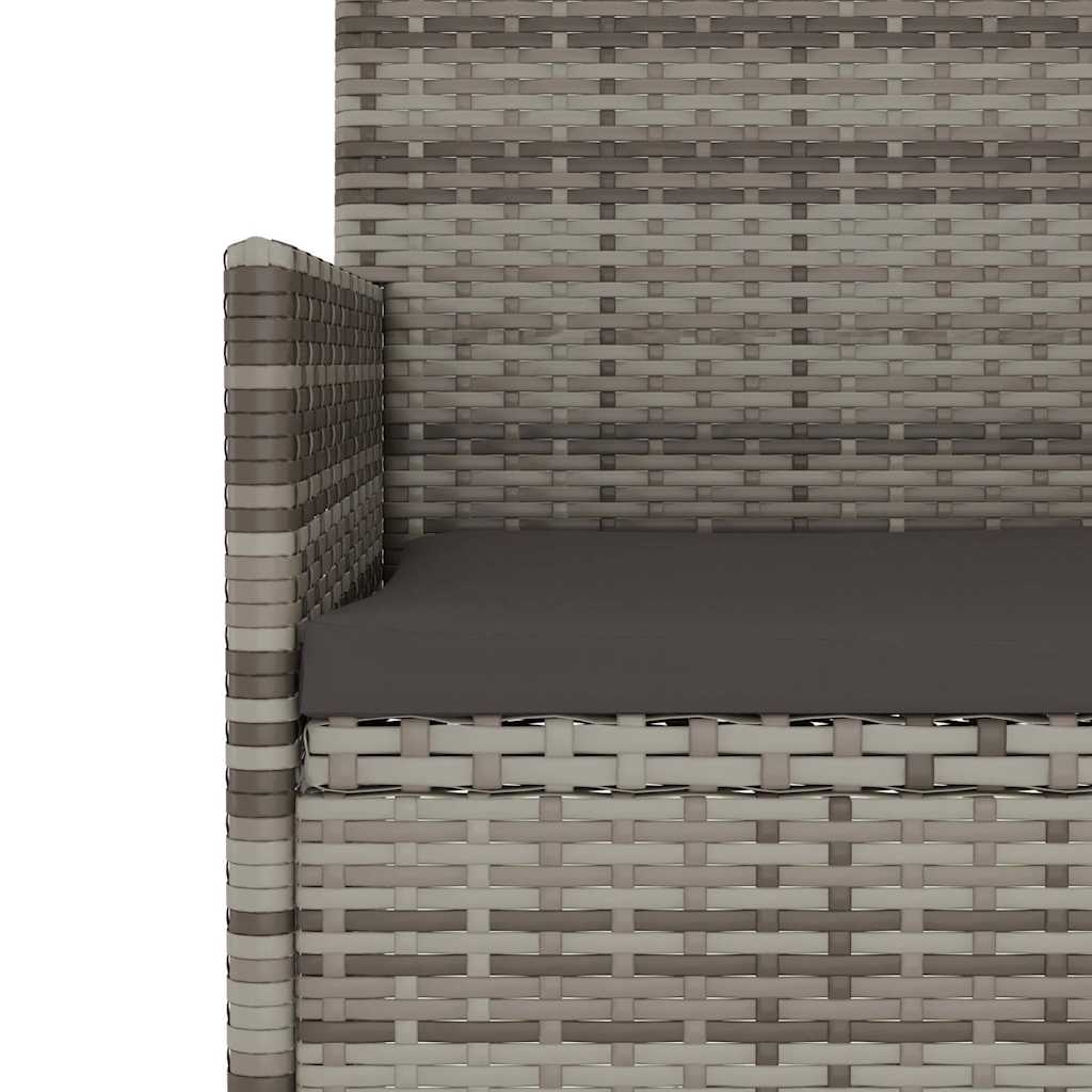 Panca da Giardino a 3 Posti con Cuscini in Polyrattan Grigio - homemem39