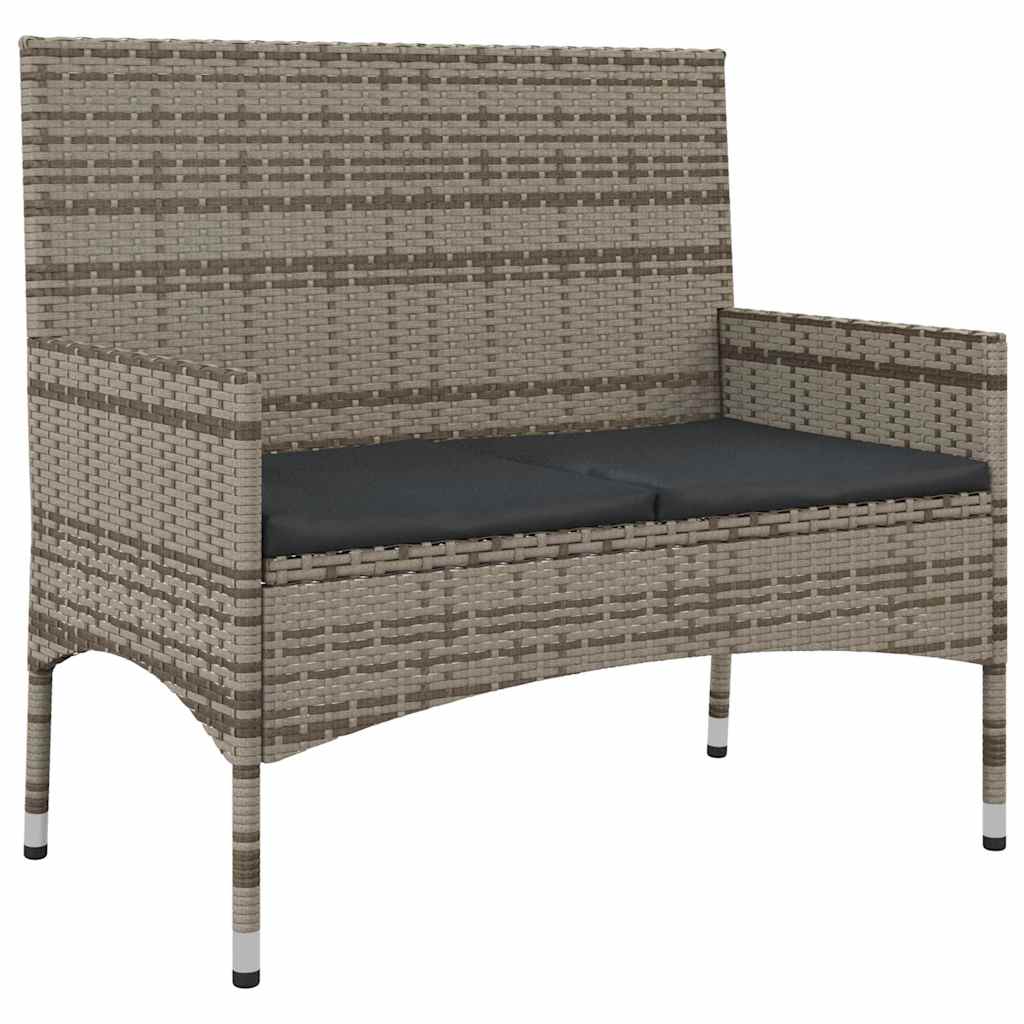 Set Divani da Giardino 4 pz con Cuscini in Polyrattan Grigio - homemem39