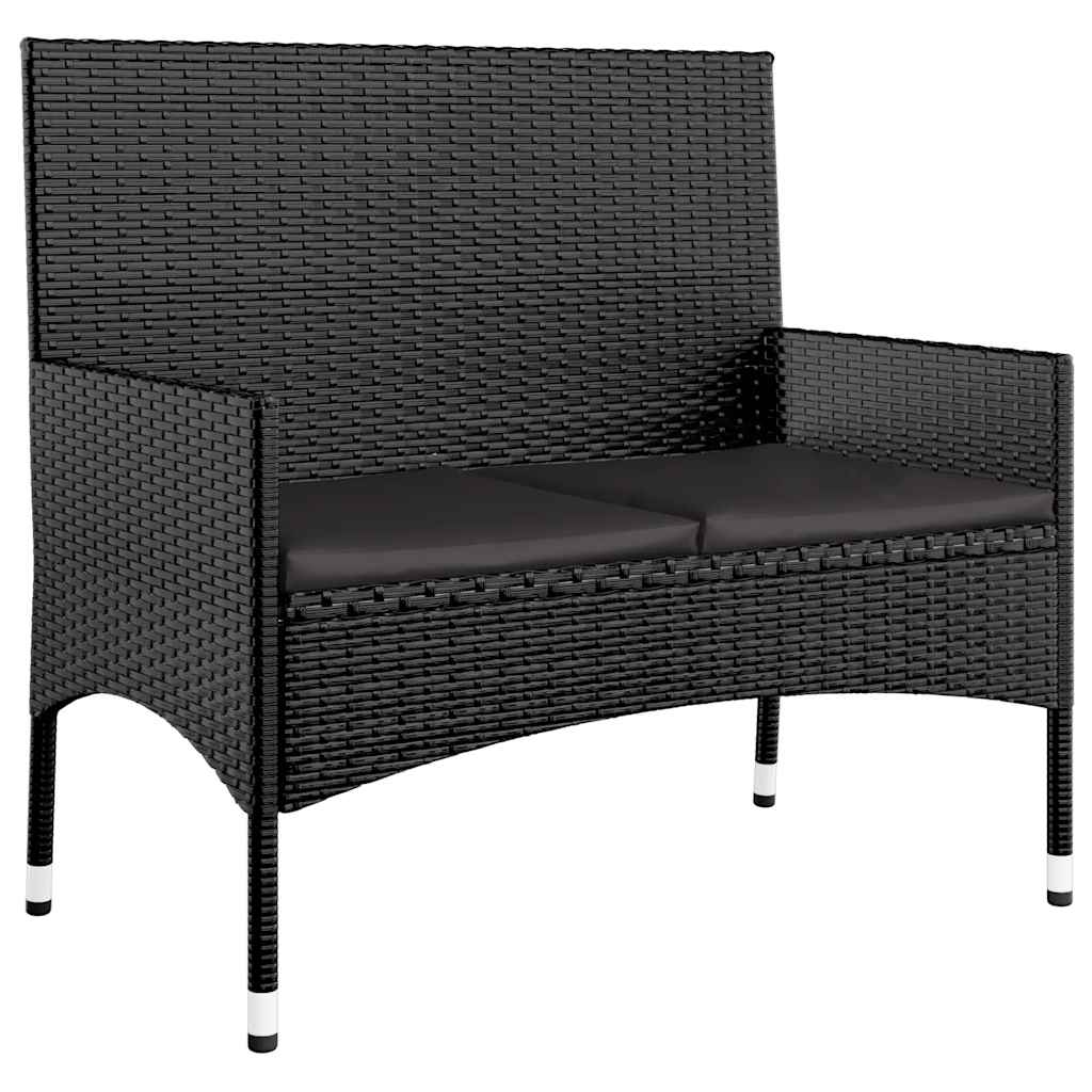 Set Divani da Giardino 4 pz con Cuscini Nero in Polyrattan - homemem39