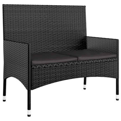 Set Divani da Giardino 4 pz con Cuscini Nero in Polyrattan - homemem39