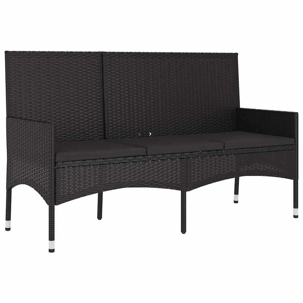 Set Divani da Giardino 4 pz con Cuscini Nero in Polyrattan - homemem39