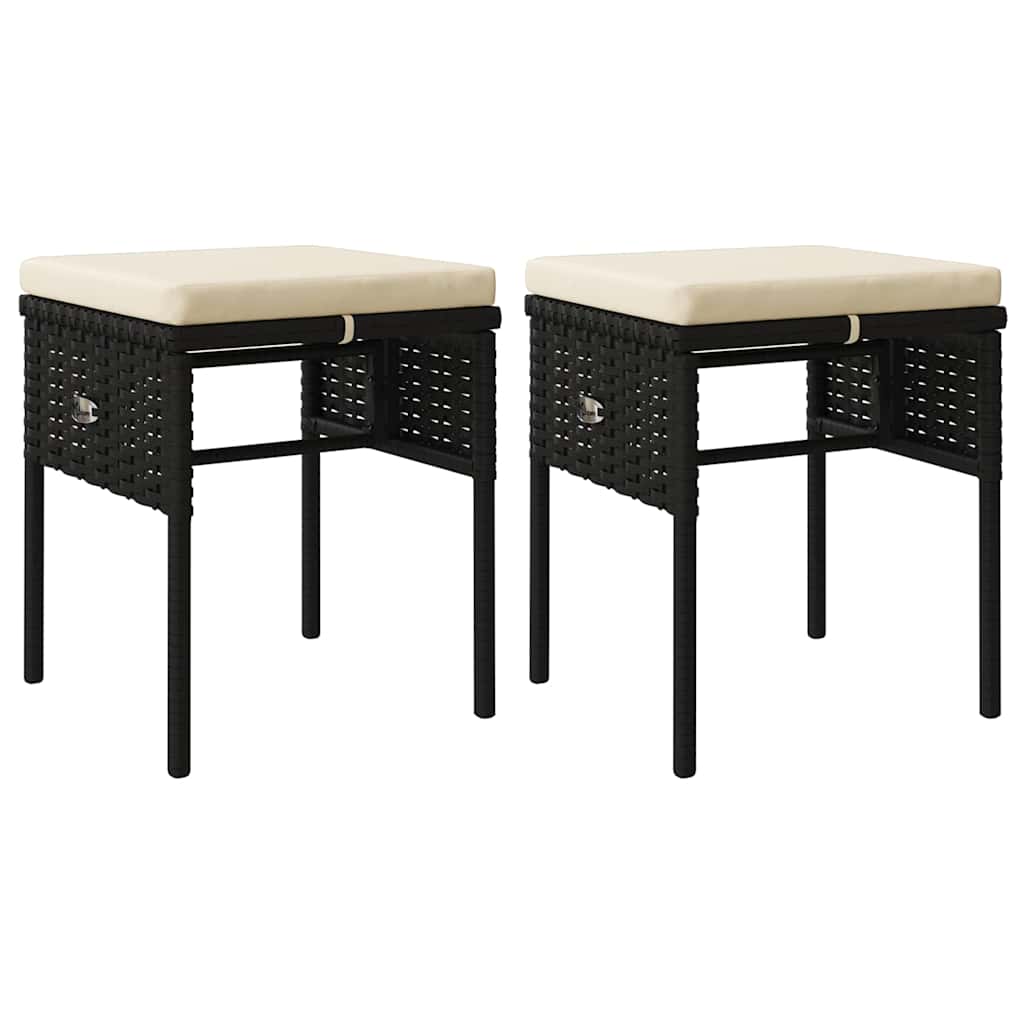 Set Mobili da Giardino 6 pz con Cuscini in Polyrattan Nero | homemem39