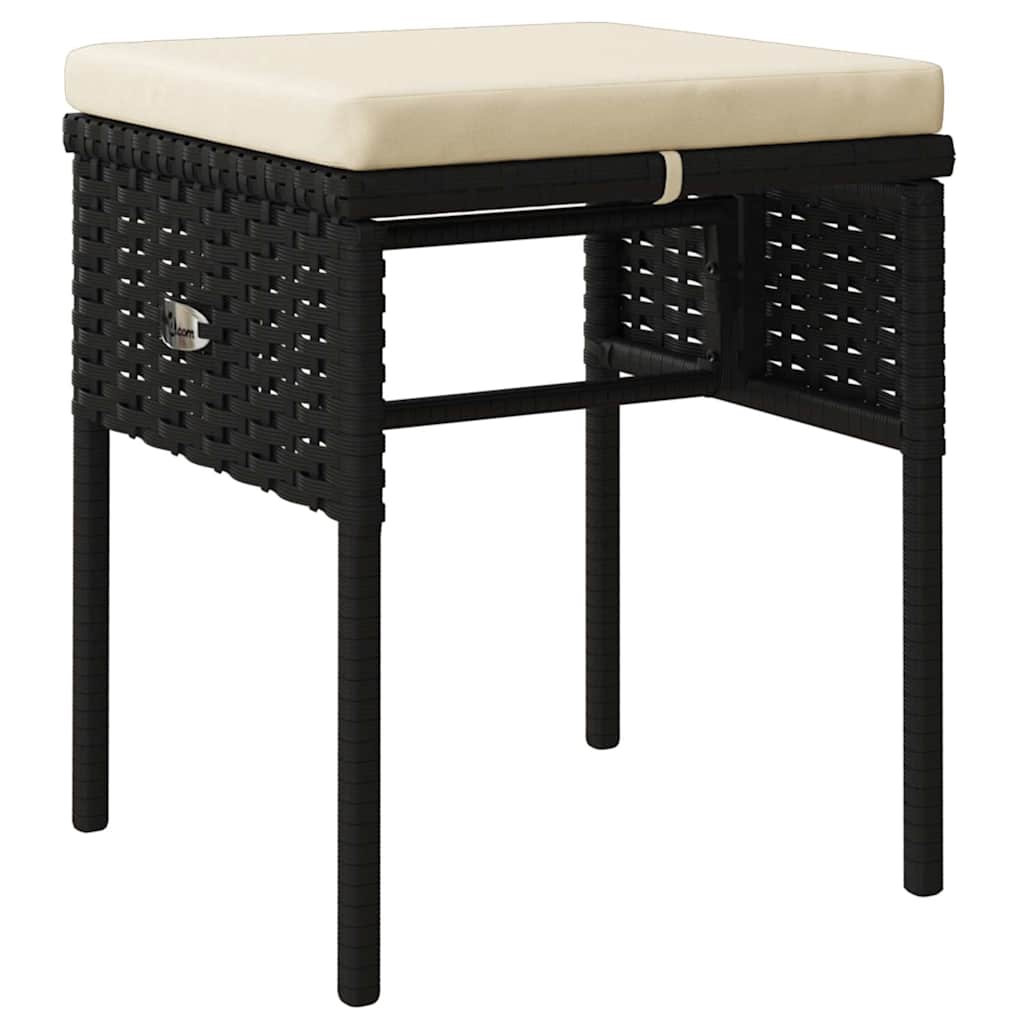Set Mobili da Giardino 6 pz con Cuscini in Polyrattan Nero | homemem39