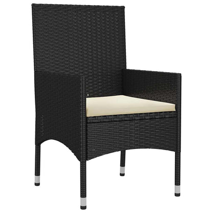 Set Mobili da Giardino 6 pz con Cuscini in Polyrattan Nero | homemem39