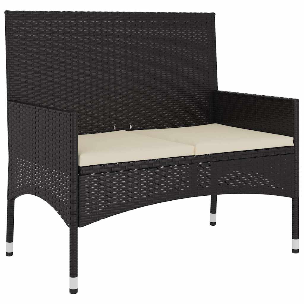 Set Mobili da Giardino 6 pz con Cuscini in Polyrattan Nero | homemem39