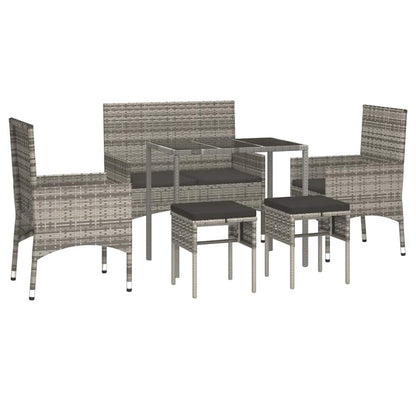 Set Divani da Giardino 6 pz con Cuscini in Polyrattan Grigio | homemem39