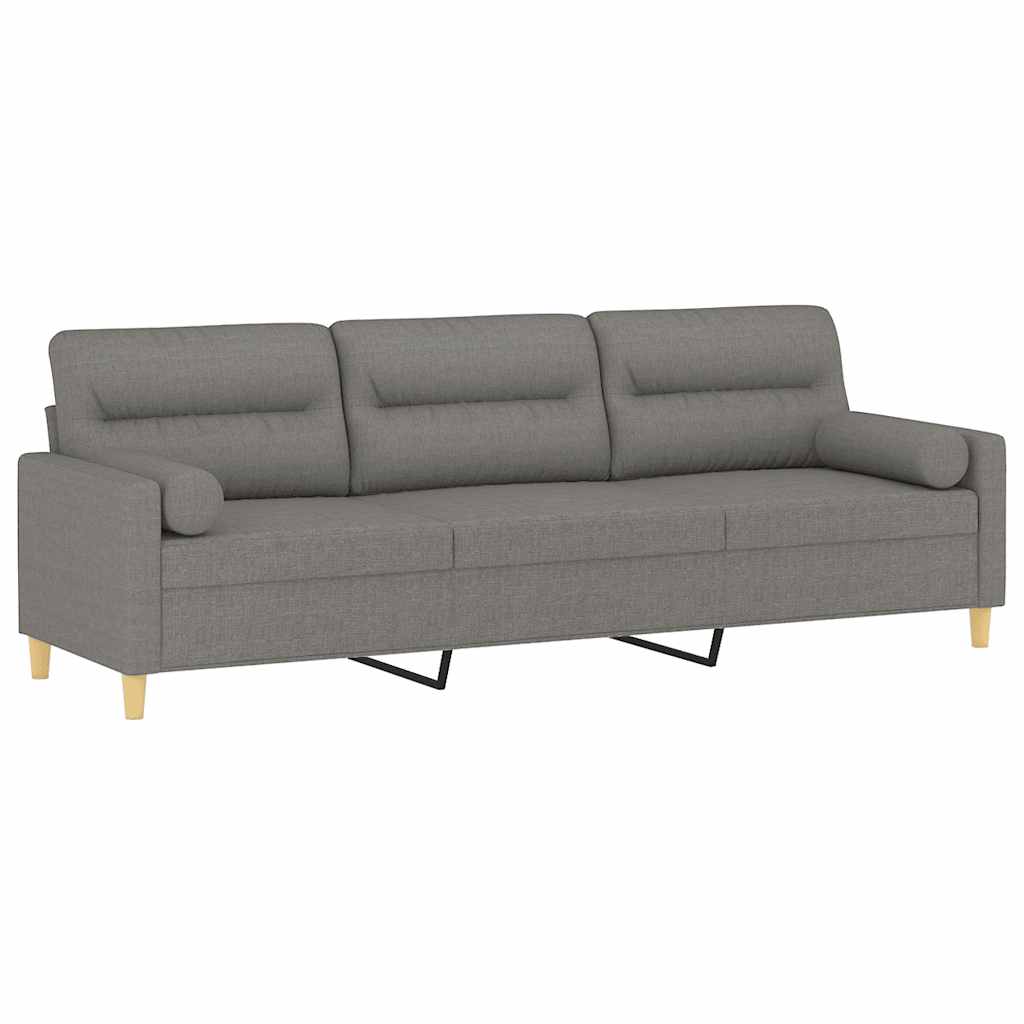 Divano a 3 Posti con Cuscini Grigio Scuro 210 cm in Tessuto | homemem39