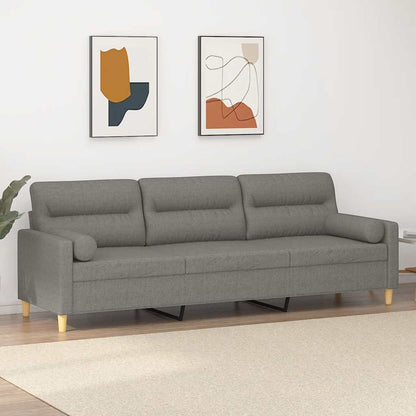 Divano a 3 Posti con Cuscini Grigio Scuro 210 cm in Tessuto | homemem39