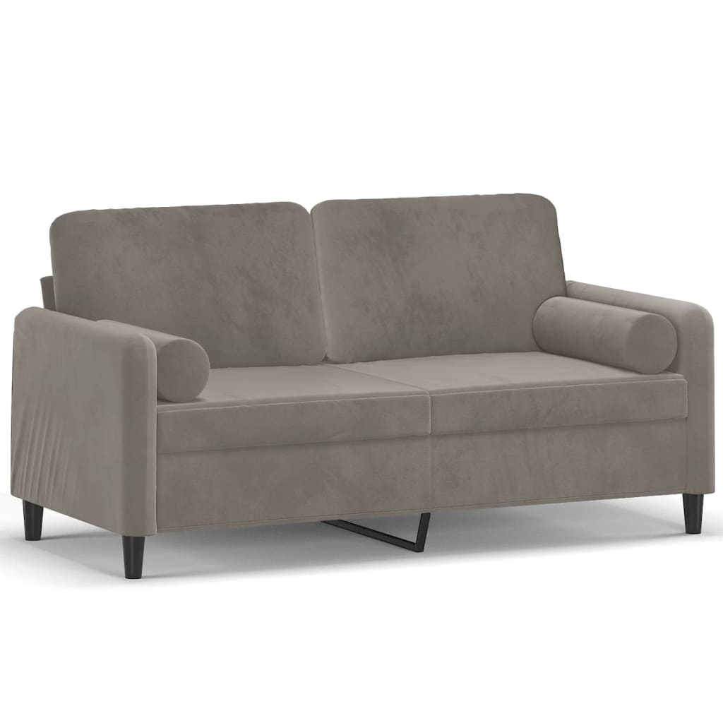 Divano a 2 Posti con Cuscini Grigio Chiaro 140 cm in Velluto | homemem39
