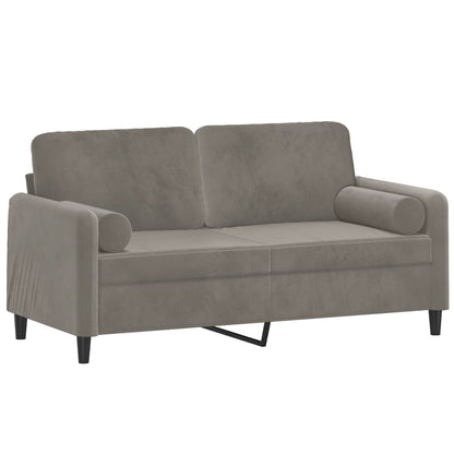 Divano a 2 Posti con Cuscini Grigio Chiaro 140 cm in Velluto | homemem39