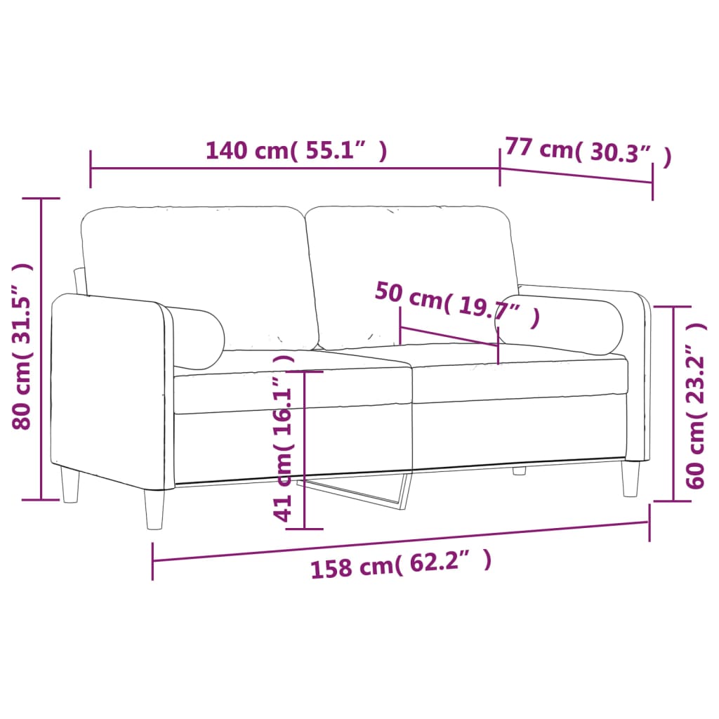 Divano a 2 Posti con Cuscini Grigio Chiaro 140 cm in Velluto | homemem39