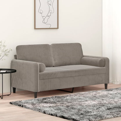 Divano a 2 Posti con Cuscini Grigio Chiaro 140 cm in Velluto