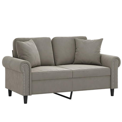 Divano a 2 Posti con Cuscini Grigio Chiaro 120 cm in Velluto | homemem39