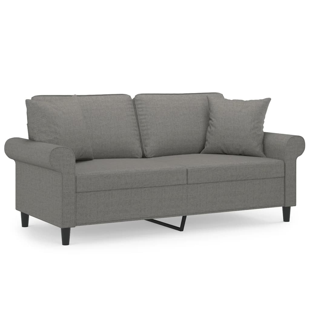 Divano a 2 Posti con Cuscini Grigio Scuro 140 cm in Tessuto | homemem39