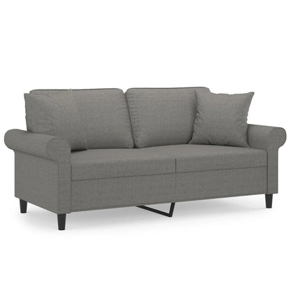 Divano a 2 Posti con Cuscini Grigio Scuro 140 cm in Tessuto | homemem39