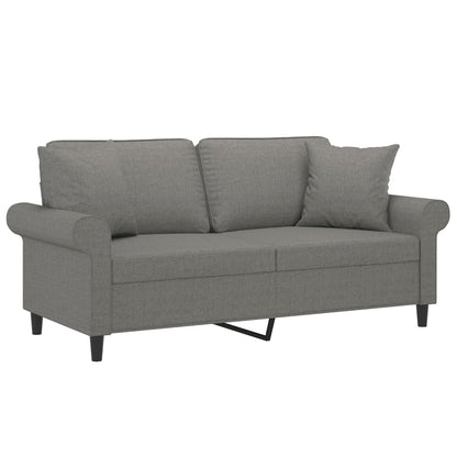 Divano a 2 Posti con Cuscini Grigio Scuro 140 cm in Tessuto | homemem39