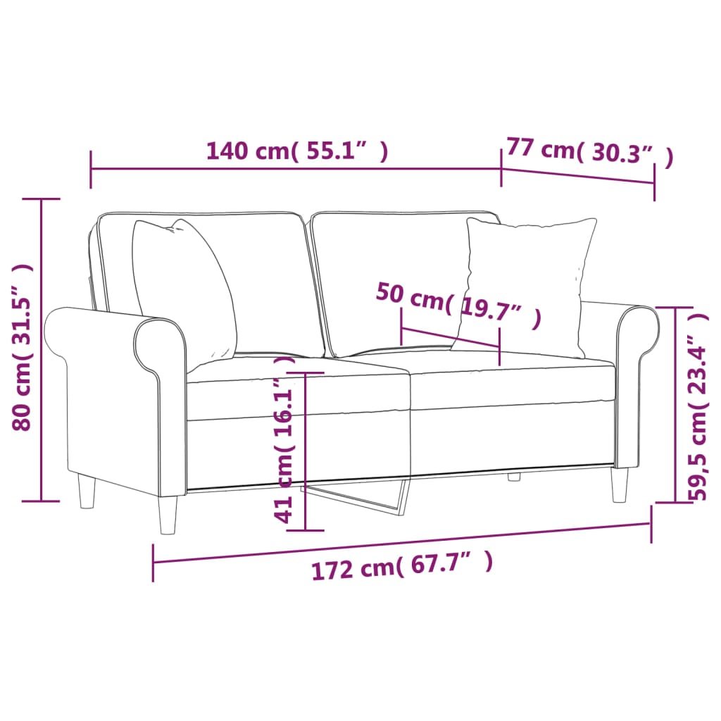 Divano a 2 Posti con Cuscini Grigio Scuro 140 cm in Tessuto | homemem39