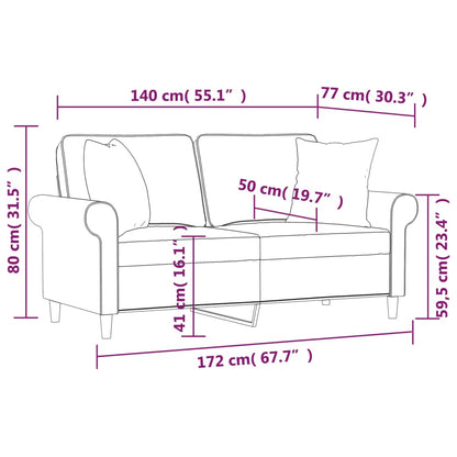 Divano a 2 Posti con Cuscini Grigio Scuro 140 cm in Tessuto | homemem39