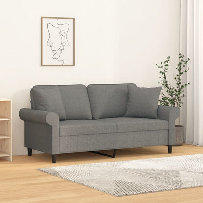 Divano a 2 Posti con Cuscini Grigio Scuro 140 cm in Tessuto | homemem39