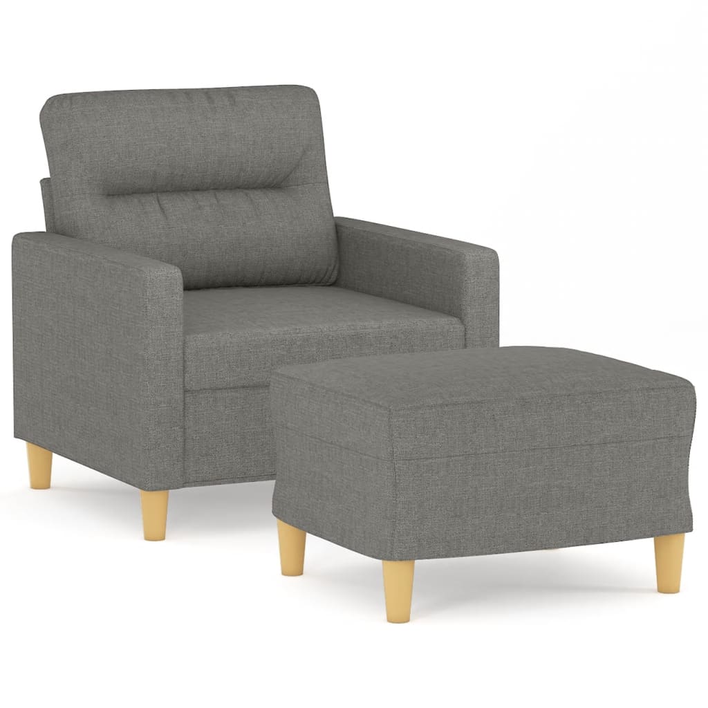 Poltrona con Poggiapiedi Grigio Scuro 60 cm in Tessuto | homemem39