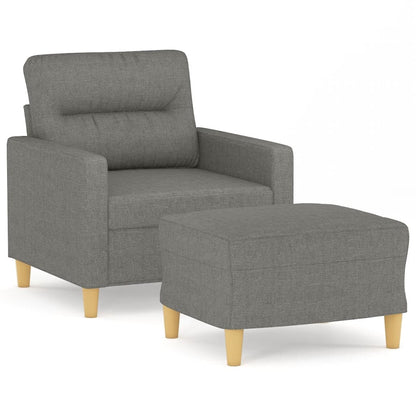 Poltrona con Poggiapiedi Grigio Scuro 60 cm in Tessuto | homemem39