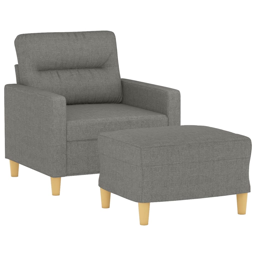 Poltrona con Poggiapiedi Grigio Scuro 60 cm in Tessuto | homemem39