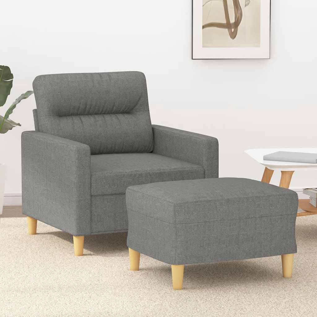 Poltrona con Poggiapiedi Grigio Scuro 60 cm in Tessuto | homemem39