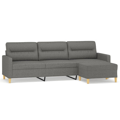 Divano a 3 Posti con Poggiapiedi Grigio Scuro 210cm in Tessuto | homemem39