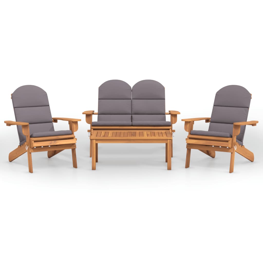 Set Salotto da Giardino Adirondack 4pz Legno Massello di Acacia | homemem39