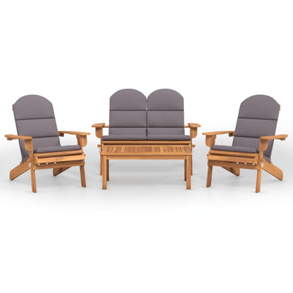 Set Salotto da Giardino Adirondack 4pz Legno Massello di Acacia | homemem39