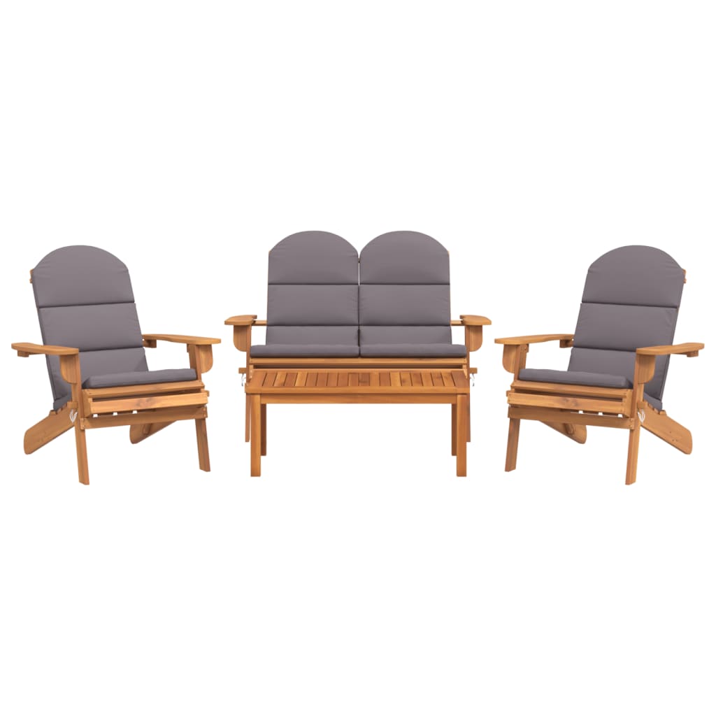 Set Salotto da Giardino Adirondack 4pz Legno Massello di Acacia | homemem39
